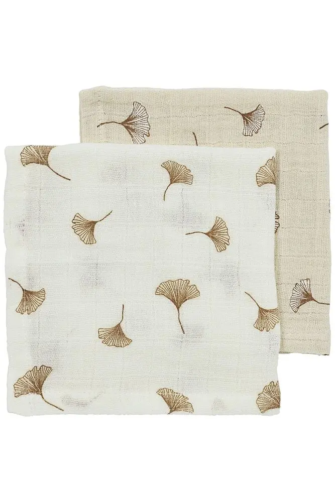 Meyco Mušelínové pleny Ginko 30x30 cm 2-balení - Off white/soft sand