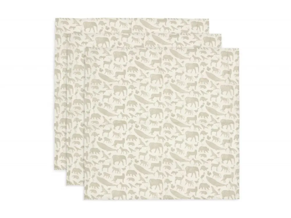 Jollein Pleny 3 ks 70x70 cm Animals Olive Green