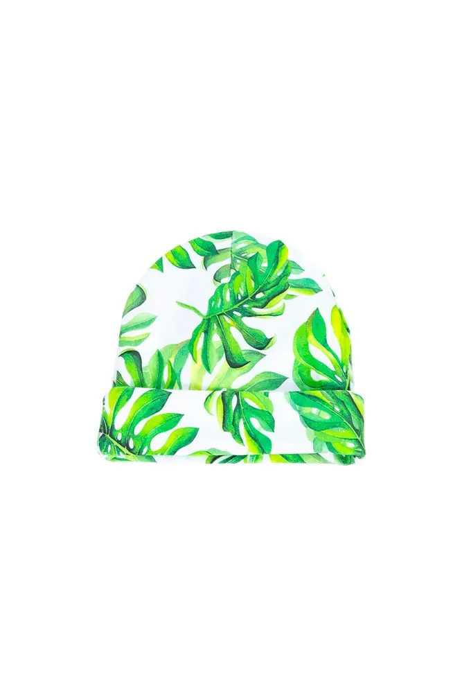 enie baby Dětská čepice s ohybem 3-6m Tropical Leaves