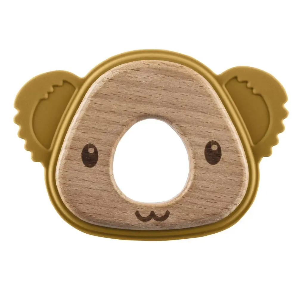 ZOPA Silikonové dřevěné kousátko Koala - Mustard Yellow
