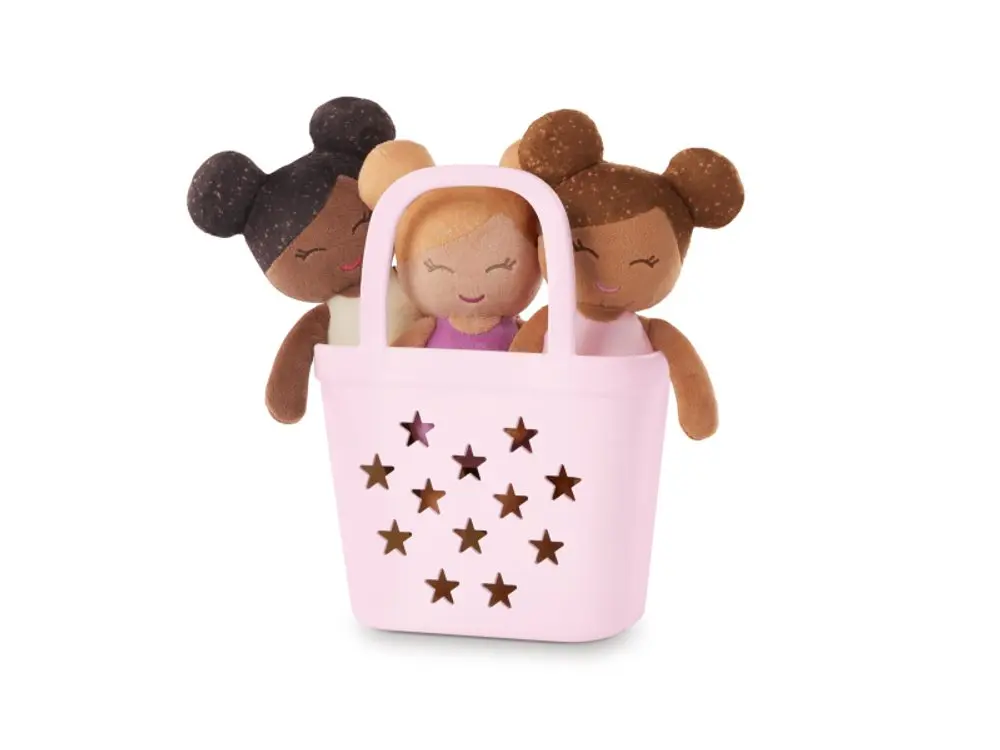Lulla Baby Panenky plyšové do vany v košíku Pink