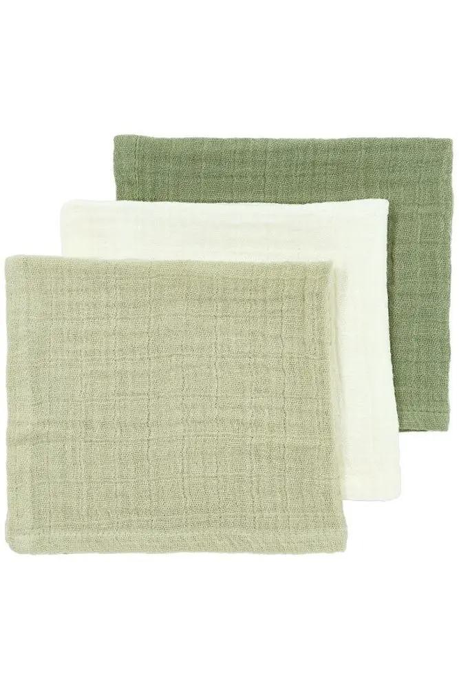 Meyco Mušelínová plena-žínka 3-balení - Natural/soft olive/olive green