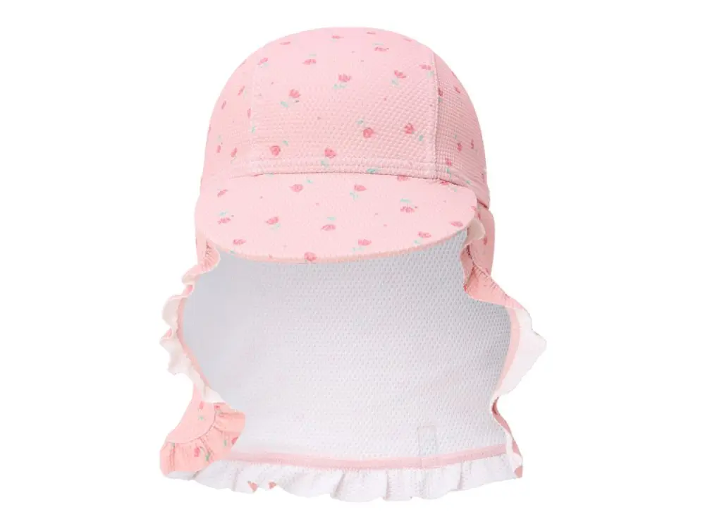 Little Dutch Plážová kšiltovka s ochranou krku Sunny Flowers Blush vel. 3