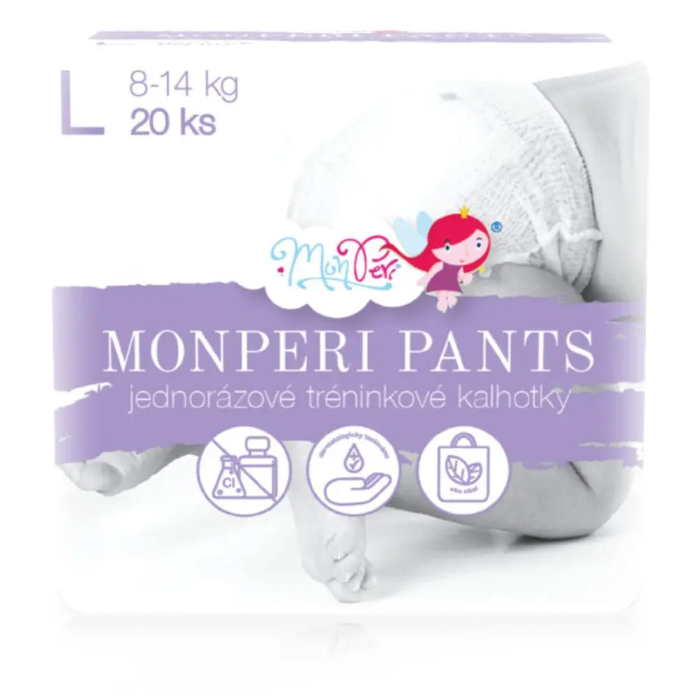 MonPeri Pants L 8–14kg - 20ks (velikost 4)EKO Jednorázové plenkové kalhotky (velikost 4)