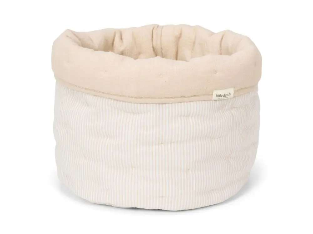 Little Dutch Košík textilní oboustranný velký Pure Soft Beige Stripe