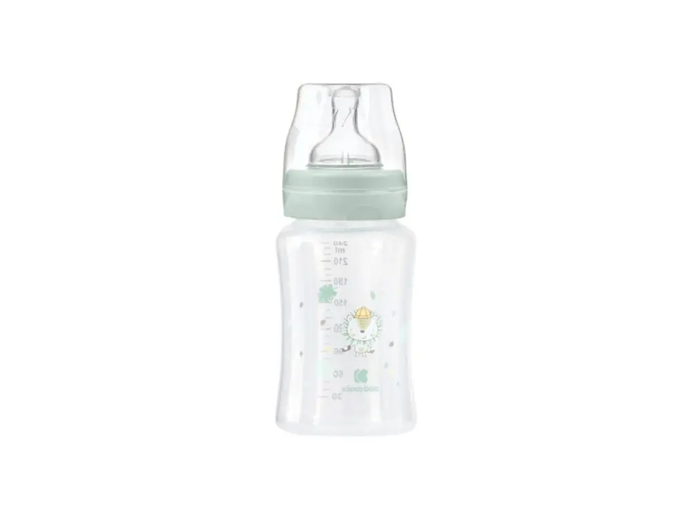KikkaBoo Kojenecká láhev 240ml 3m+ Jungle King Mint