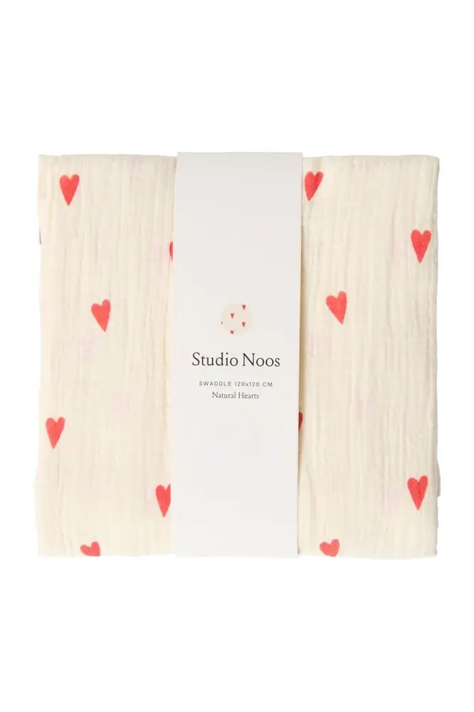 Studio Noos SWADDLE ZAVINOVAČKA Print Large Beige Hearts