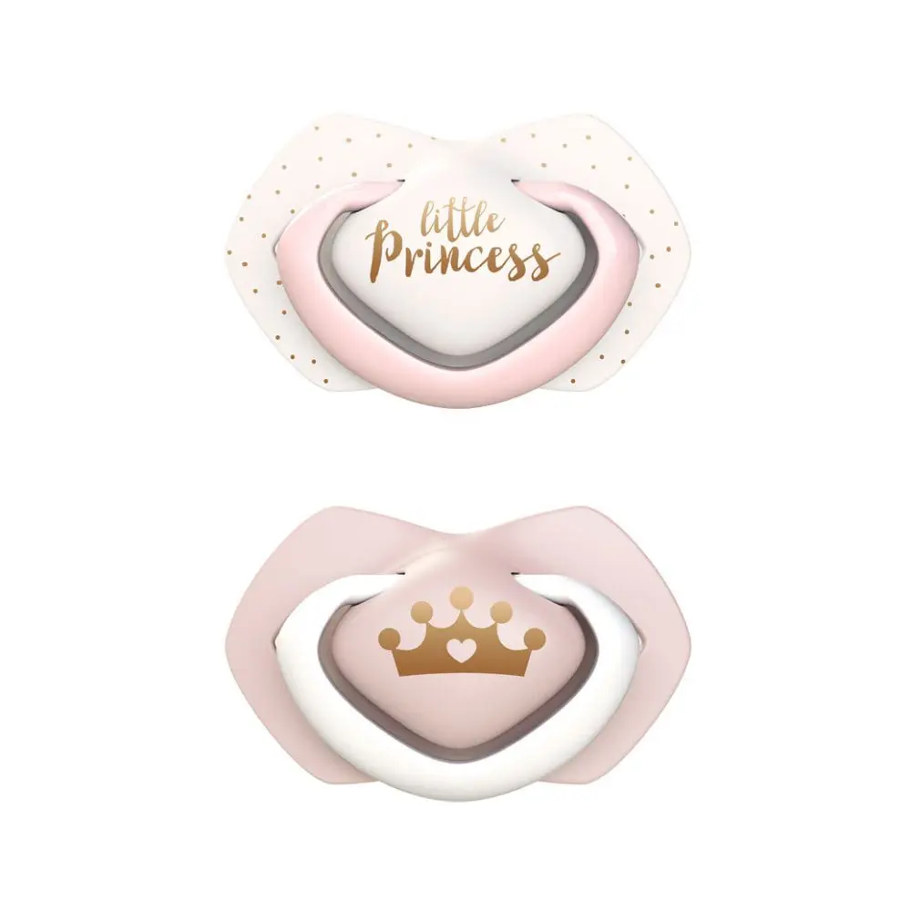 Canpol babies set symetrických silikonových dudlíků 6-18m ROYAL BABY růžový