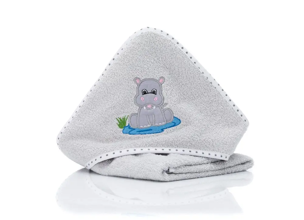 Fillikid Ručník s kapucí hippo grey 75x75 cm