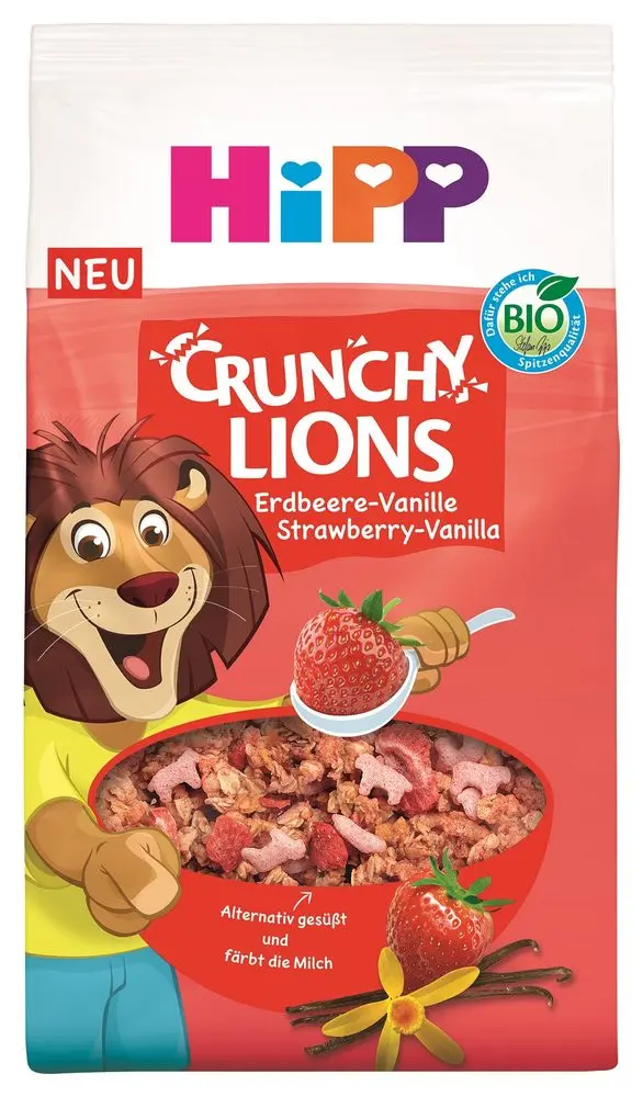 HiPP BIO křupavé Lion müsli Jahoda-Vanilka 300 g