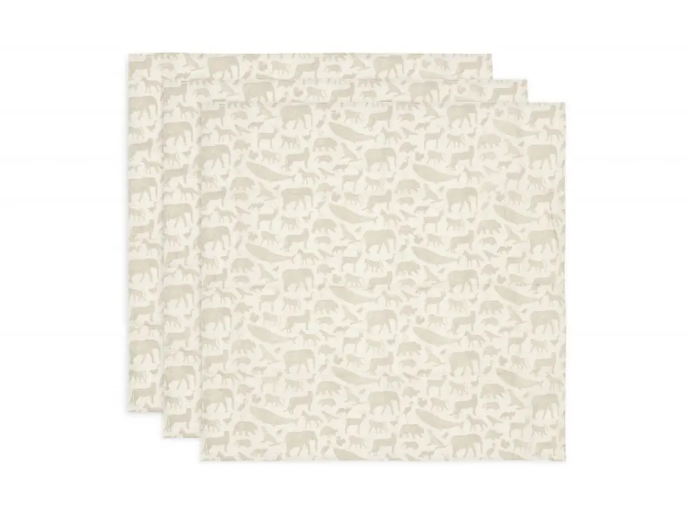Jollein Pleny 3 ks 70x70 cm Animals Nougat