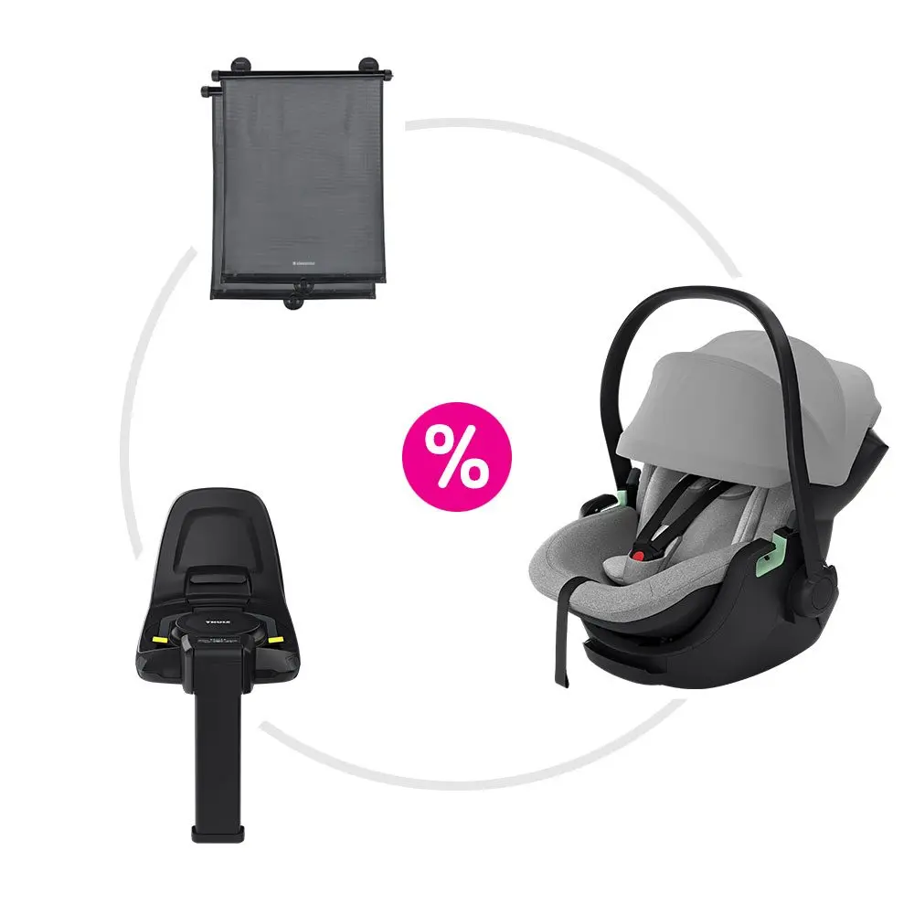 Thule set autosedačka Maple + základna Alfi + clony Kikkaboo - Light Grey