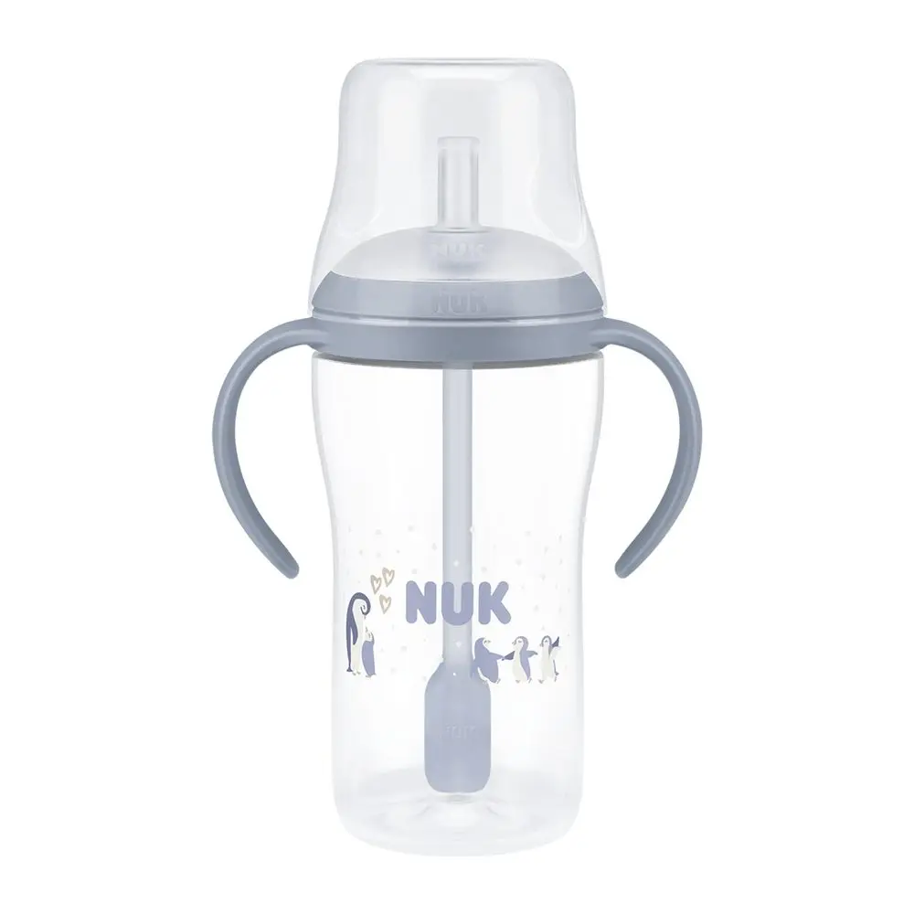 NUK Perfect Match lahvička na učení s brčkem PENGUIN 260 ml