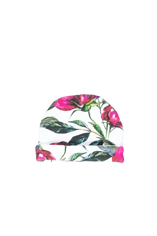 enie baby Dětská čepice s ohybem 6-9m Flowers