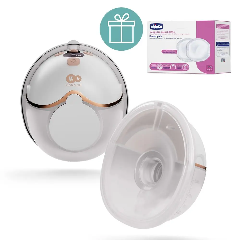 KINDERKRAFT Odsávačka mateřského mléka Single Hands-free Mamaflow Gold + CHICCO Vložky do podprsenky - KINDERKRAFT Odsávačka mateřského mléka Single Hands-free Mamaflow Gold + CHICCO Vložky do podprsenky