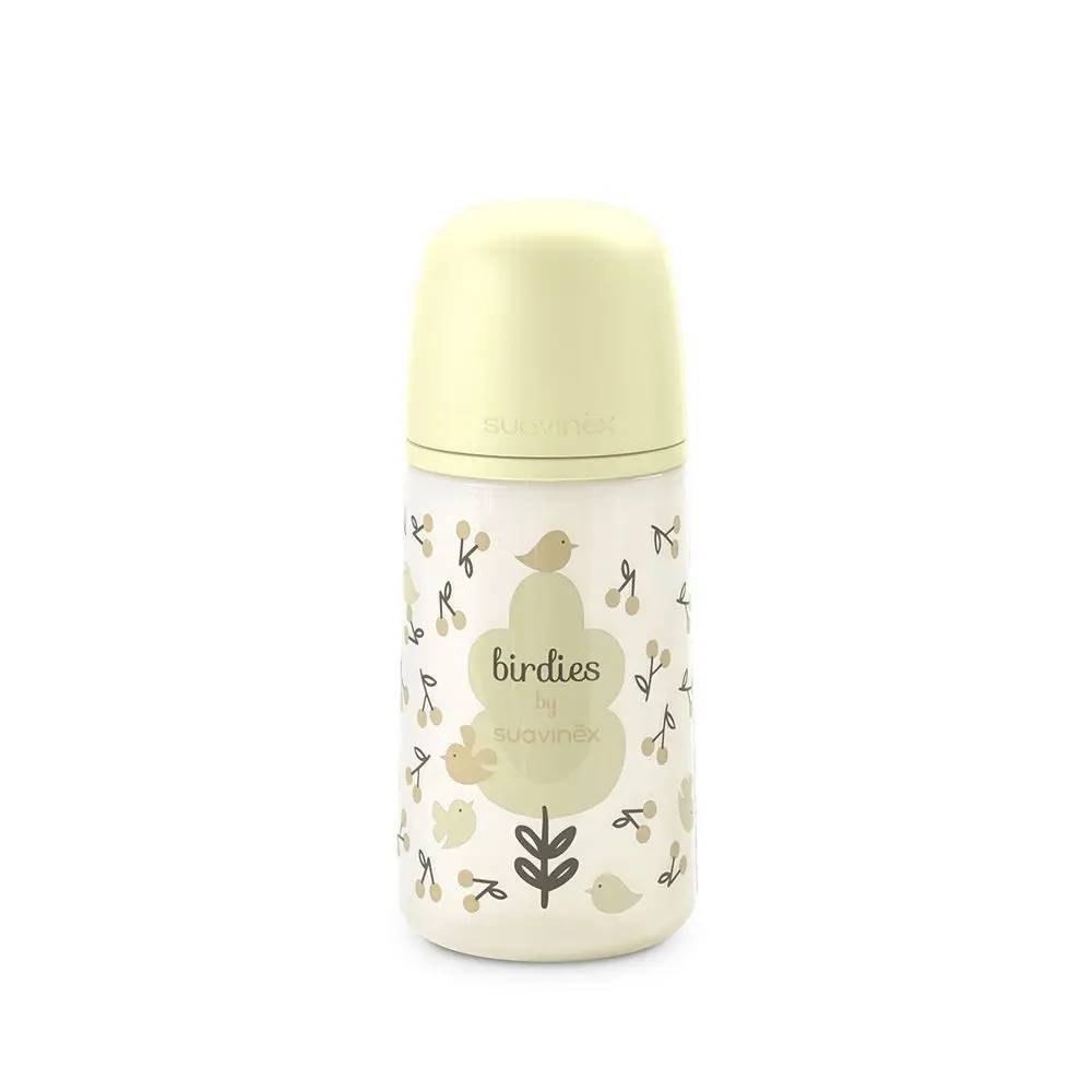 Suavinex Kojenecká láhev 270 ml M BIRDIES - žlutá