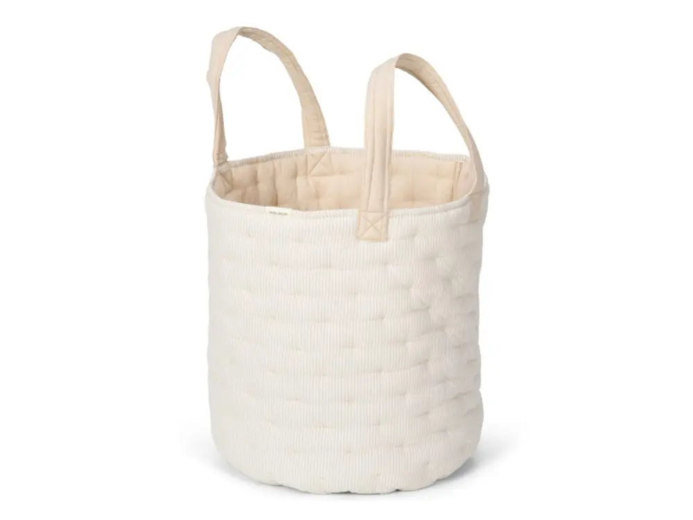 Little Dutch Košík textilní oboustranný extra velký Pure Soft Beige Stripe