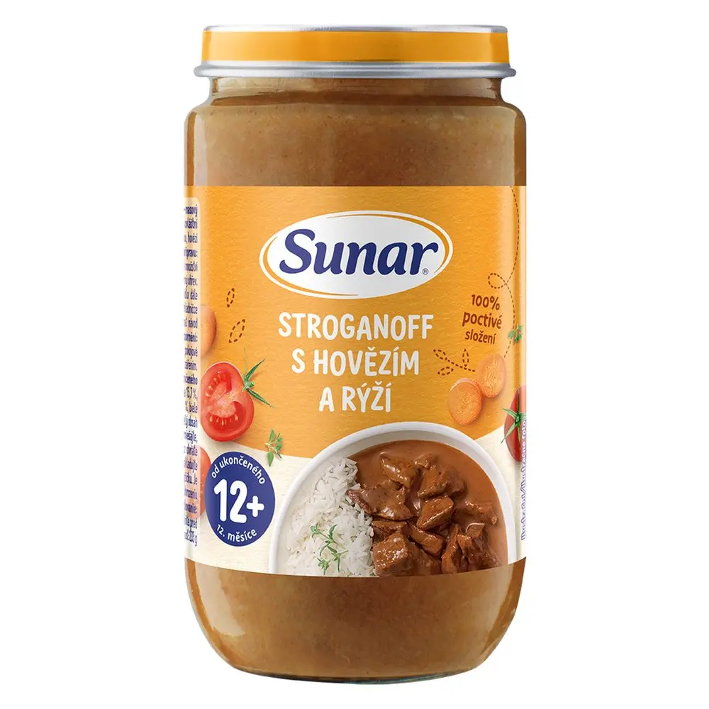 Sunar příkrm stroganoff s hovězím a rýží 12m+ 235g