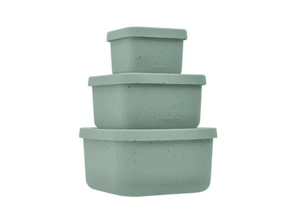 KikkaBoo Sada boxů na svačinu 3 ks Platinum Silicone Sage