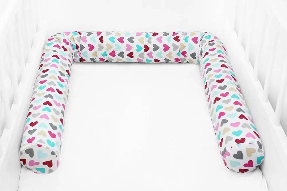 Scamp mantinel do postýlky válec (ColorfulHearts) - 3×60 cm