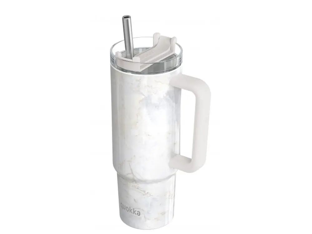 Quokka Nerezový termohrnek s brčkem Vibe Marble 880 ml