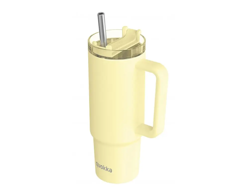 Quokka Nerezový termohrnek s brčkem Vibe Pastel Yellow 880 ml