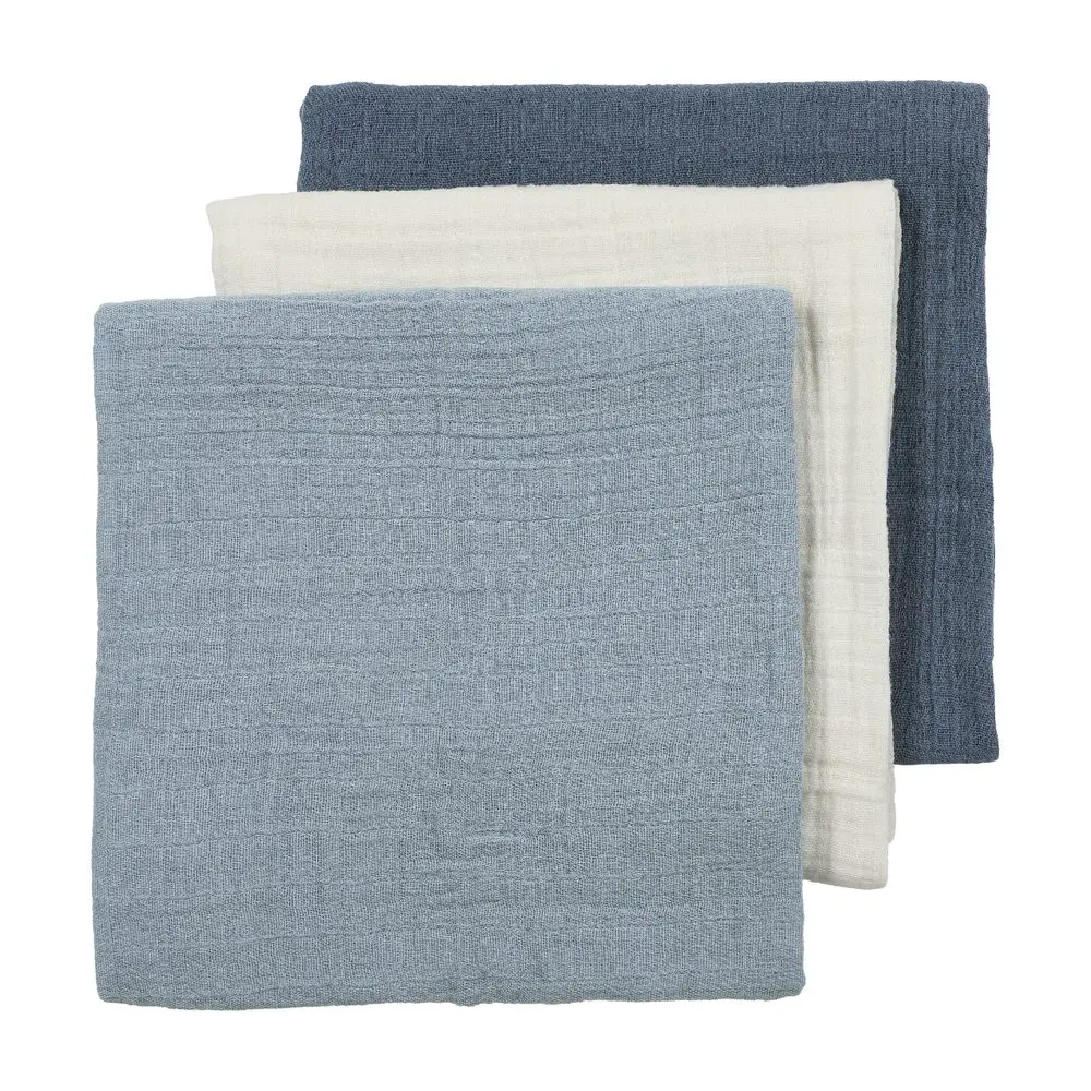 Meyco Mušelínové pleny 3-balení - Natural/jeans blue/indigo
