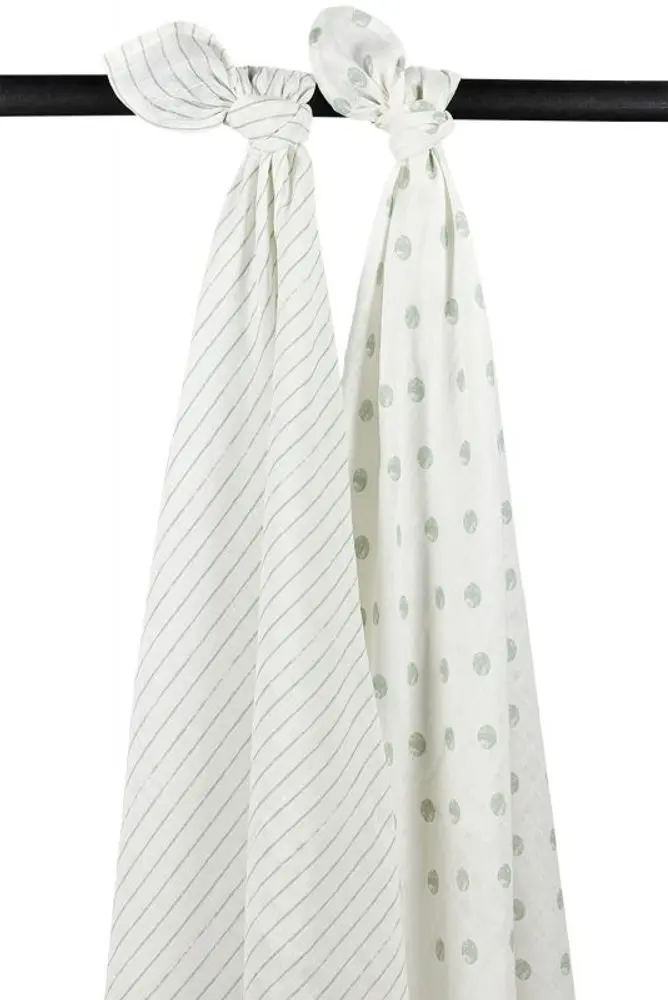 Meyco Mušelínové pleny 2-balení Dot stripe soft green