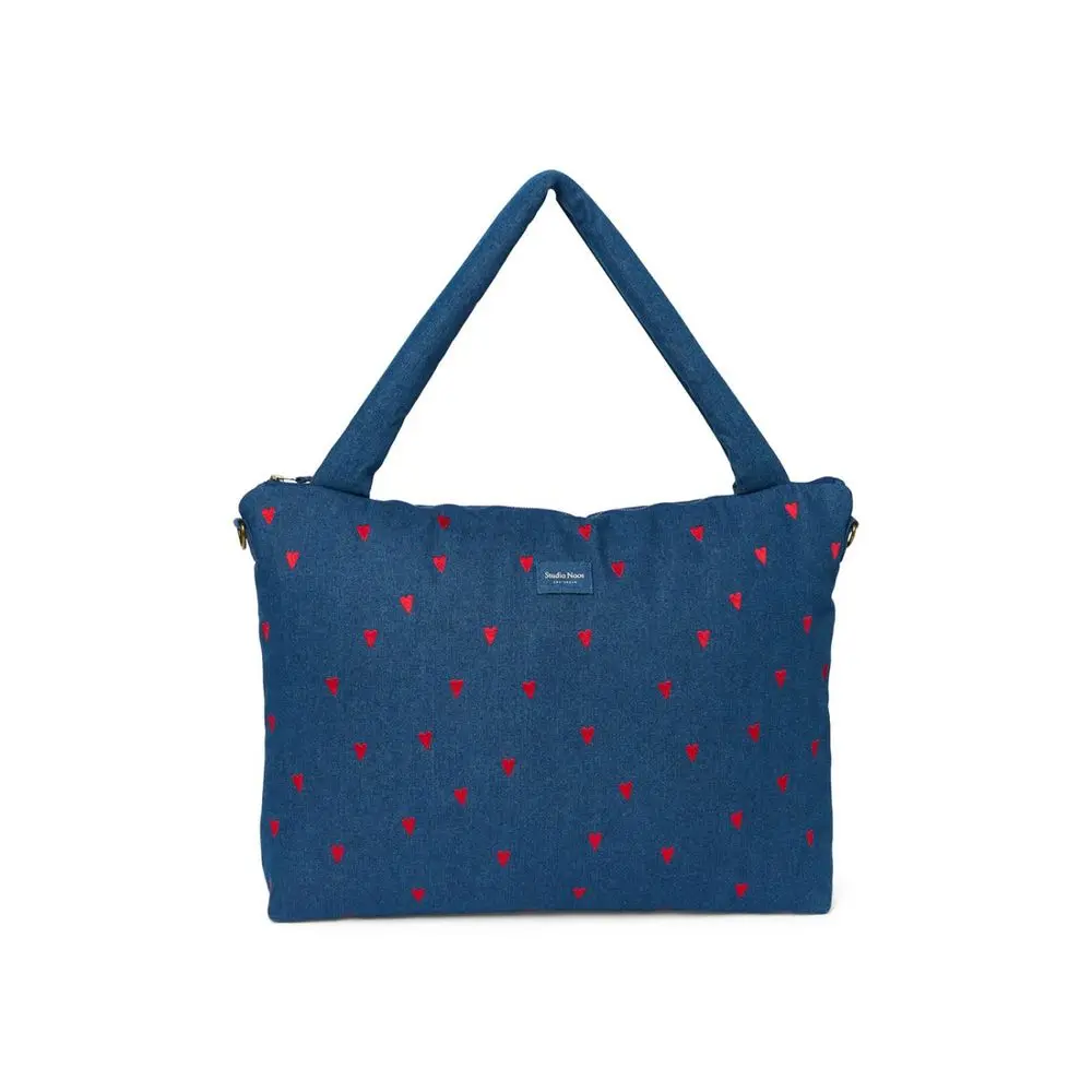 Studio Noos Denim DIAPER BAG - přebalovací taška | Dark Blue Red Hearts