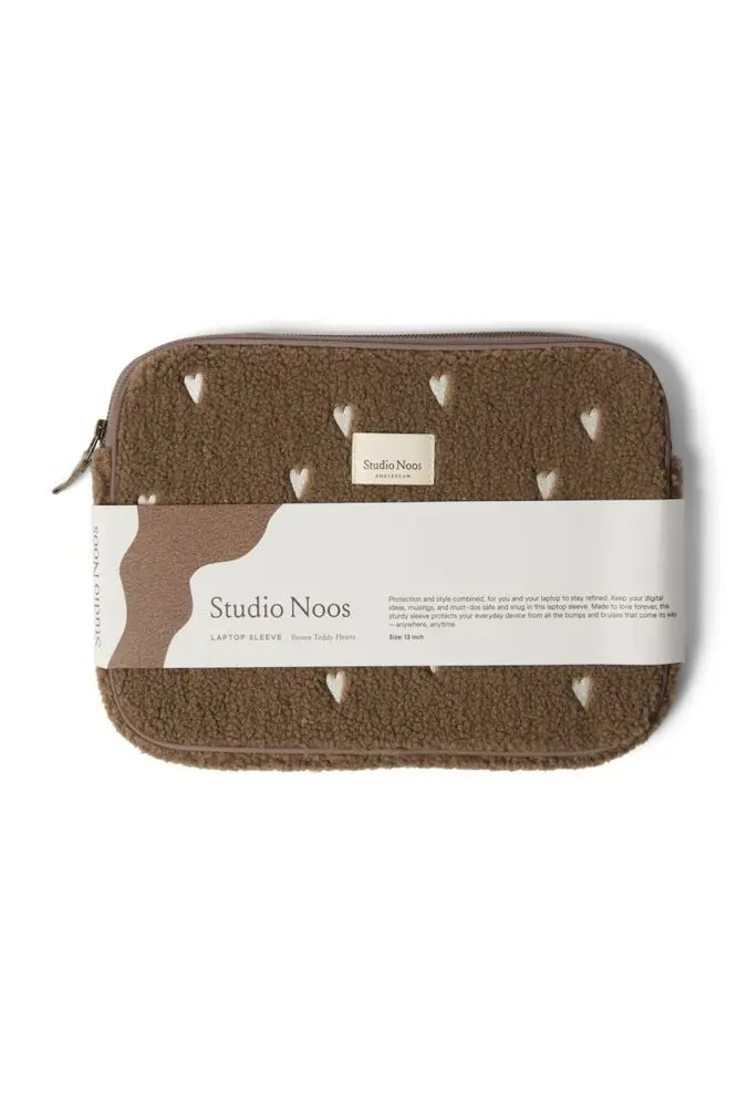 Studio Noos Teddy Hearts obal na Laptop 13´ Brown Hearts