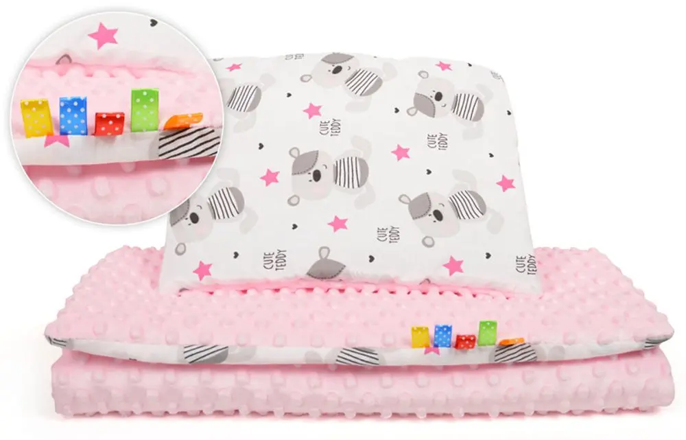 Tomi Peřinky do kočárku minky - růžová teddy