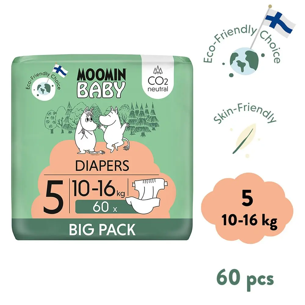 MOOMIN BABY 5 Eko pleny maxi 10-16 kg 60 ks
