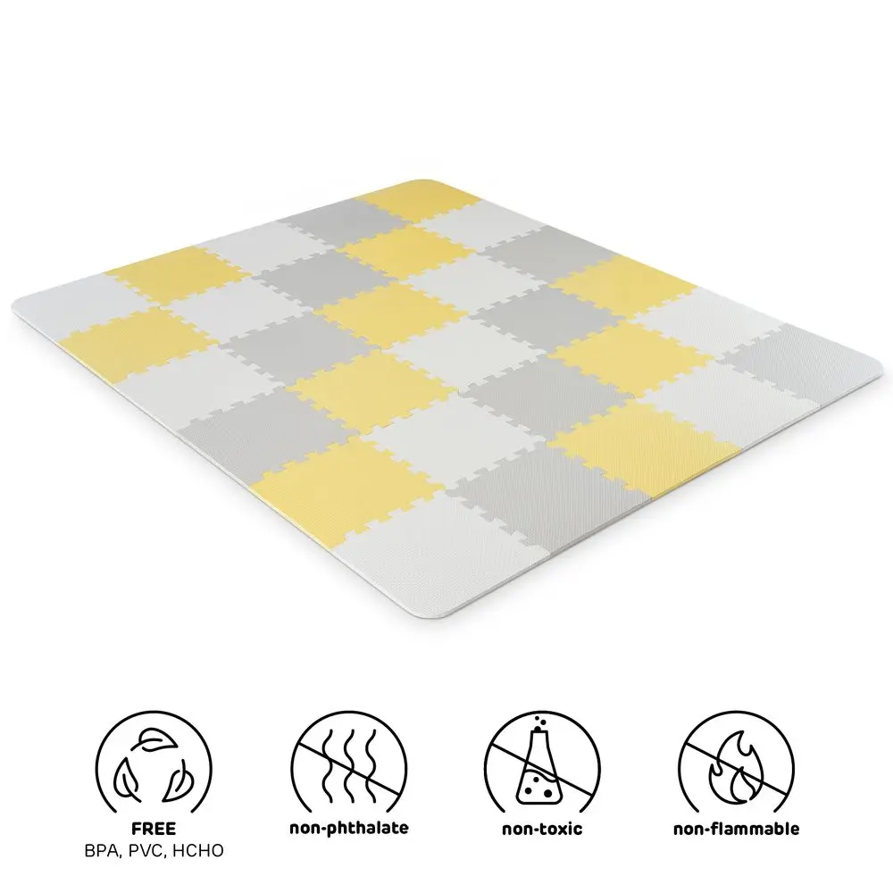 Kinderkraft Podložka pěnové puzzle Luno Yellow 30 ks 150x180 cm