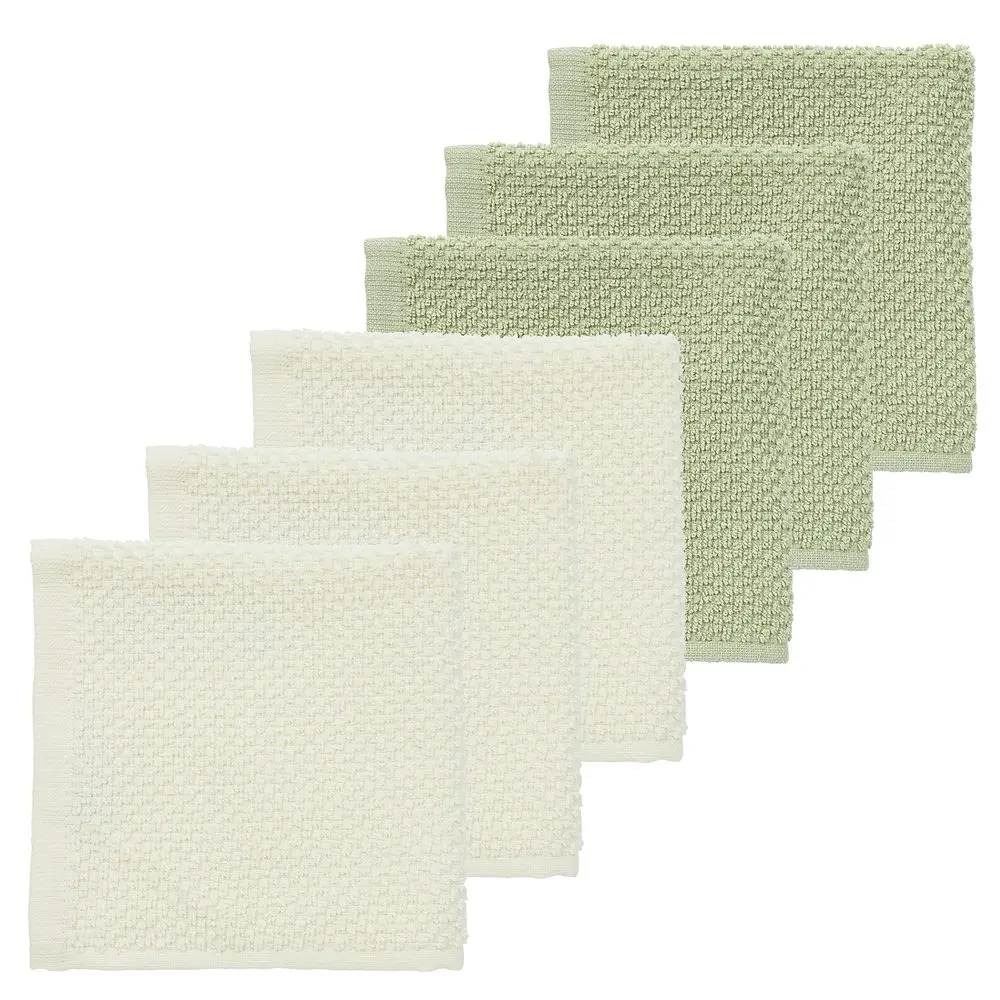 Meyco Sada žínek Popcorn 6ks (30x30) - Natural/soft olive