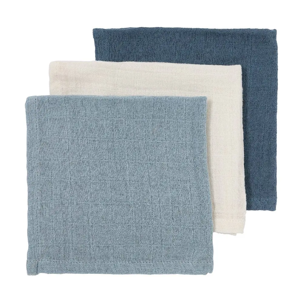 Meyco Mušelínová plena-žínka 3-balení - Natural/jeans blue/indigo