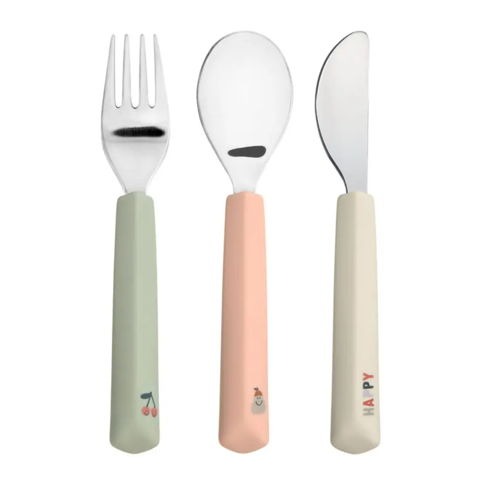 Lässig BABIES Cutlery with Silicone Handle 3pcs Happy Fruits cherry