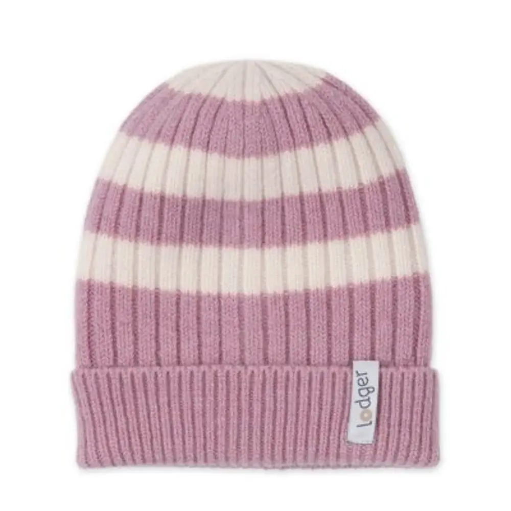 LODGER Čepice Stripe Merino Mauve 3 - 6 měsíců