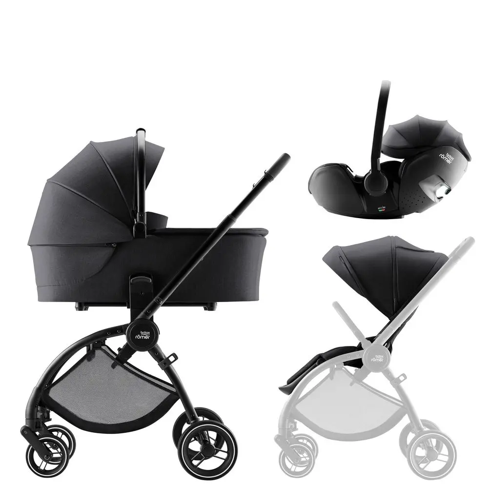 BRITAX-RÖMER Set kočárek Rio + hluboká korba + autosedačka Baby-Safe PRO Style - Carbon Black