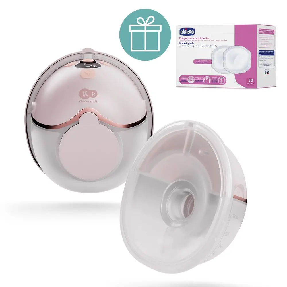 KINDERKRAFT Odsávačka mateřského mléka Single Hands-free Mamaflow Gold + CHICCO Vložky do podprsenky - KINDERKRAFT Odsávačka mateřského mléka Single Hands-free Mamaflow