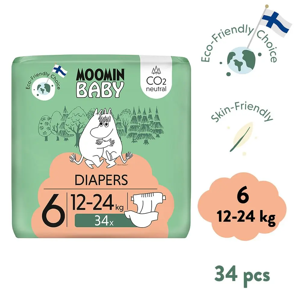 MOOMIN BABY 6 Eko pleny maxi 12–24 kg 34 ks