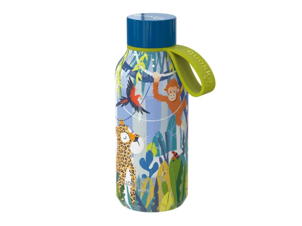 Quokka Nerezová termoláhev Solid Kids s poutkem: Jungle 330ml
