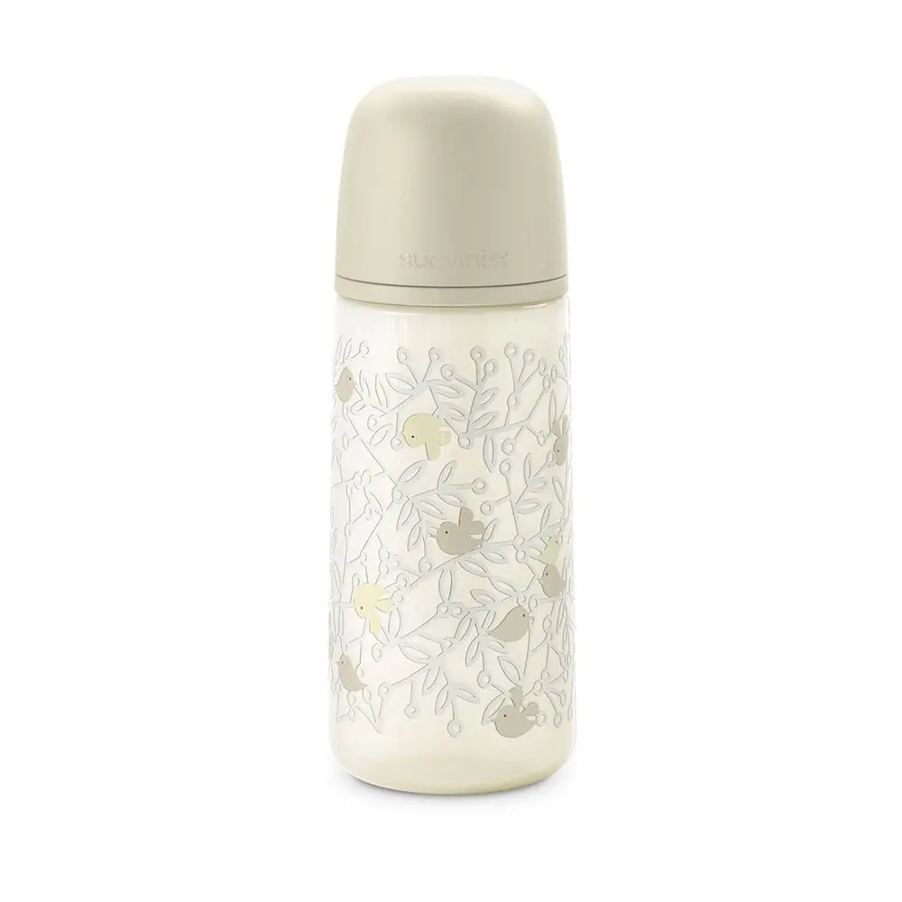 Suavinex Kojenecká láhev 360 ml L BIRDIES - krémová