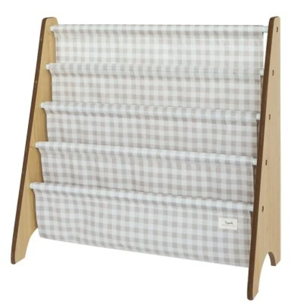 3 SPROUTS Stojan na knížky Recycled Gingham/Beige
