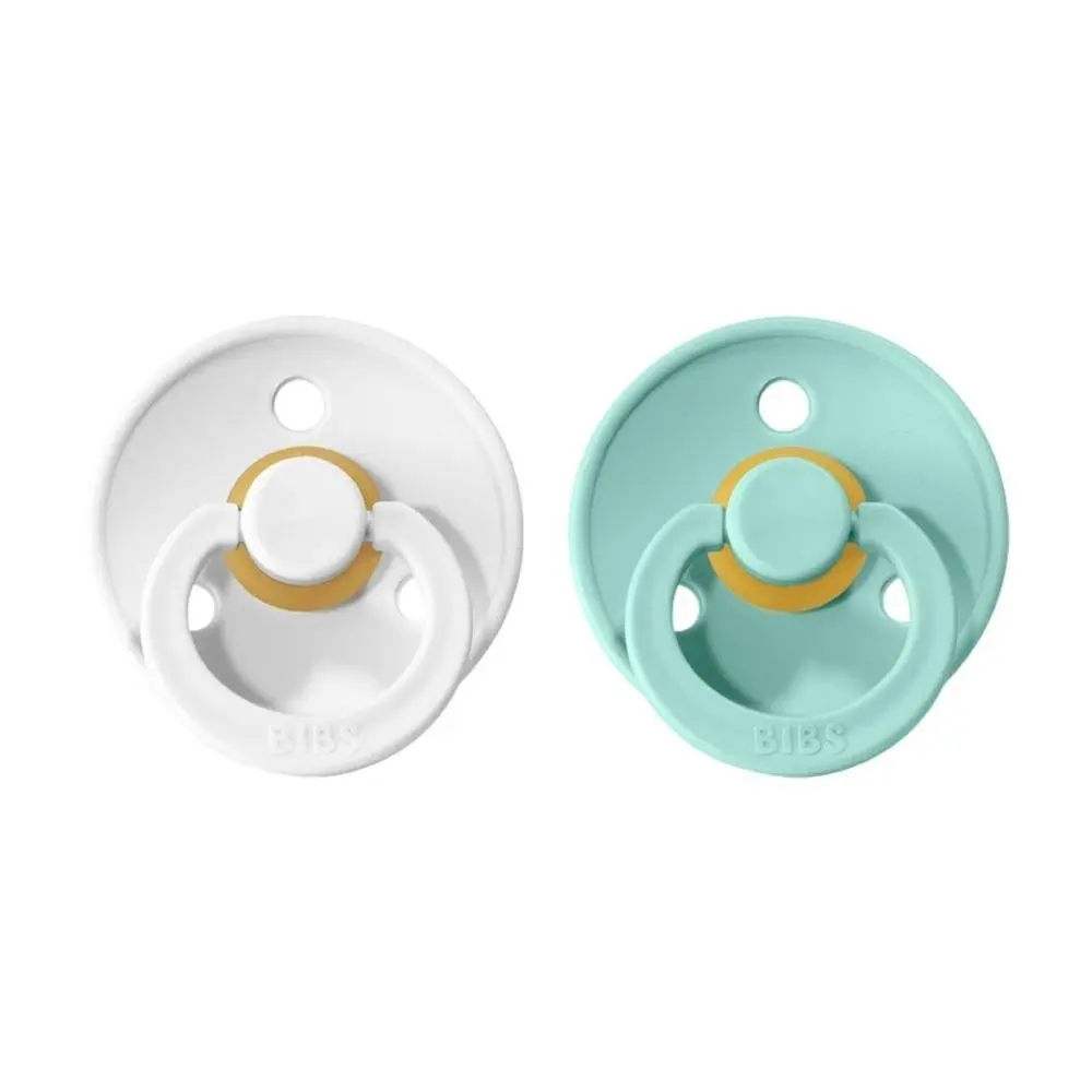 BIBS Colour dudlíky z přírodního kaučuku 2ks - velikost 1 White/Mint