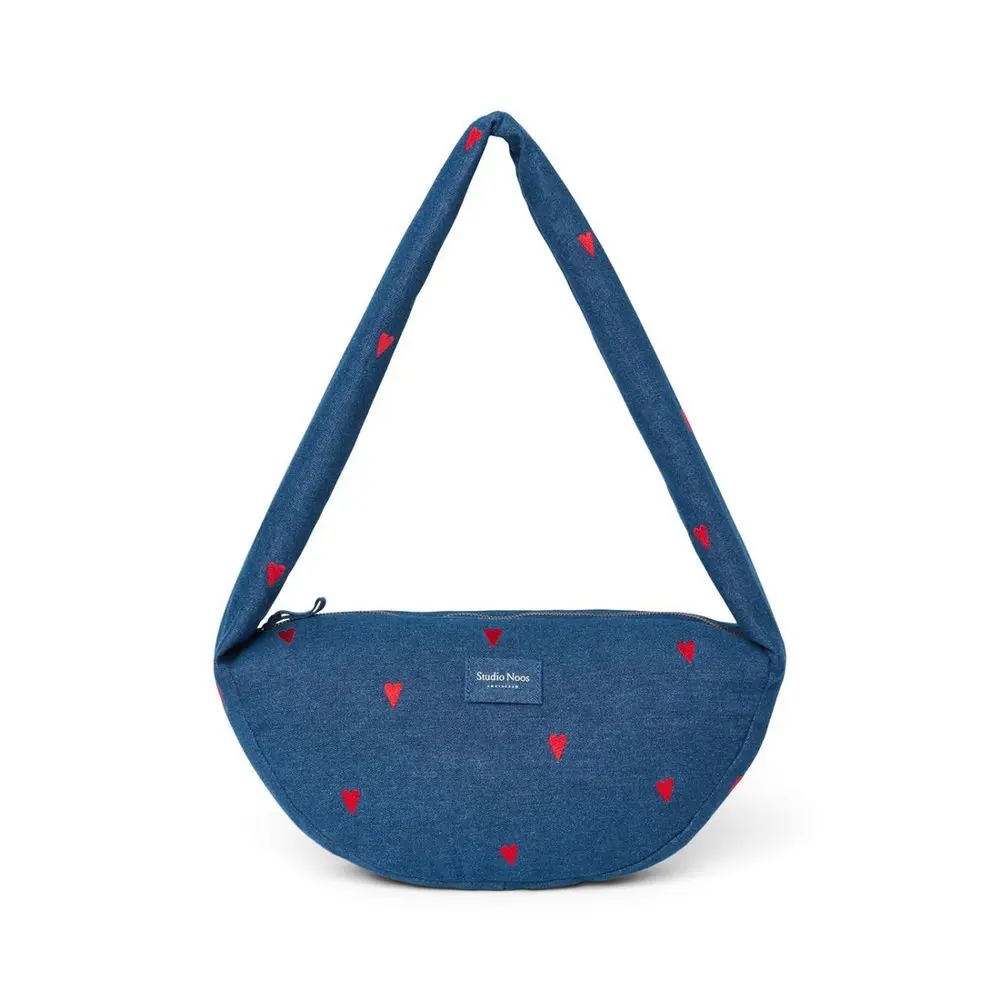 Studio Noos Denim Mini Cross Body bag | Dark Blue Red Hearts
