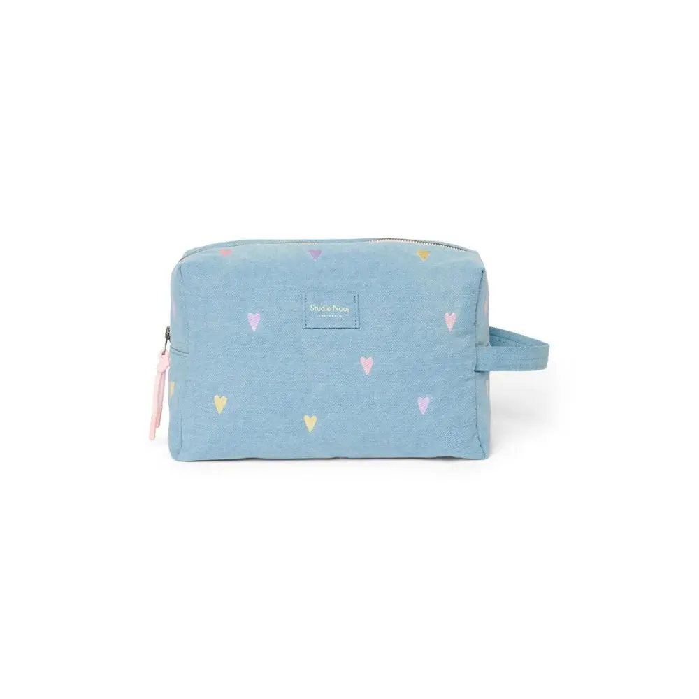 Studio Noos Denim Toiletry - toaletní taštička | Hearts Light BLue Hearts