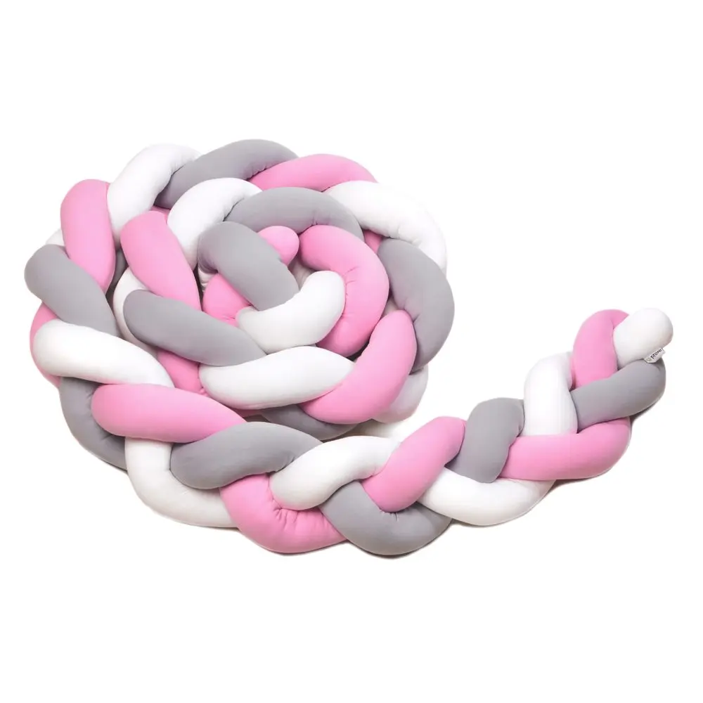 T-Tomi Pletený mantinel 220 cm - white + grey + pink