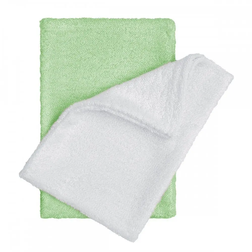 T-Tomi Bambusové koupací žínky/rukavice 2ks - white+green / bílá+zelená