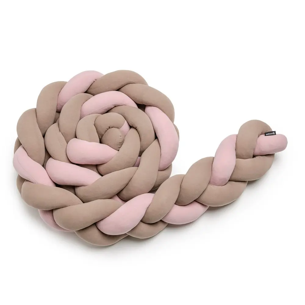 T-TOMI Pletený mantinel 180 cm Pink + Mocca