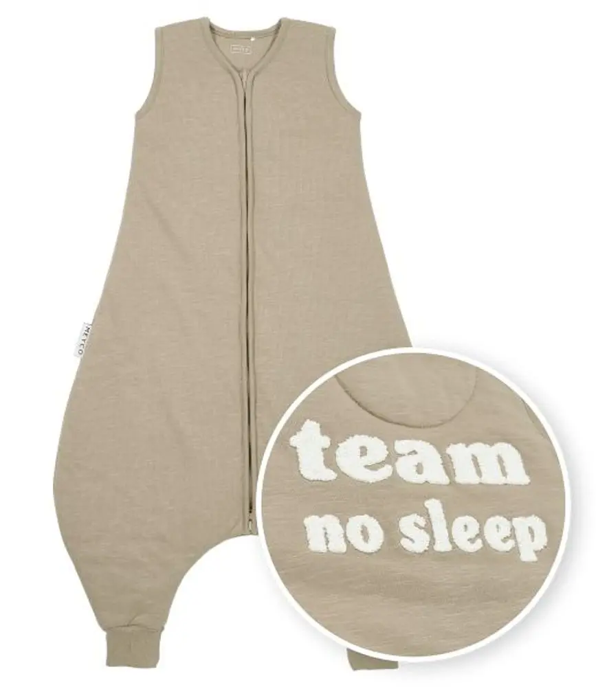 Meyco Jumper 104 cm Slub TEAM NO SLEEP - Taupe/offwhite